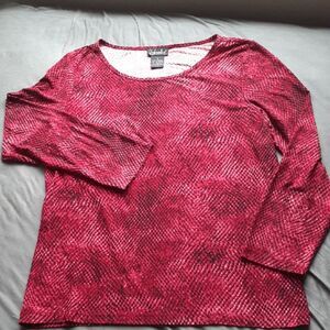Rafaella top s red jersey knit animal print shirt small casual career